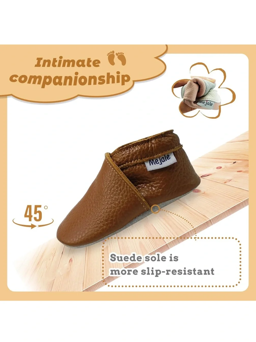 Mejale Toddler Moccasin Slip-On Soft Sole Genuine Leather Barefoot Shoes